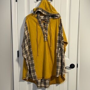 Oli & Hali Gold Plaid Lace-Up Hoodie
